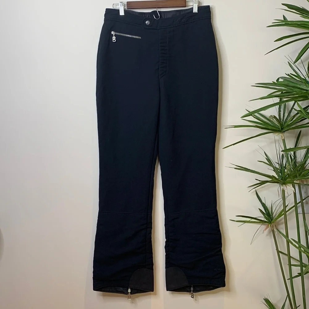 Bogner | Matte Black Vintage Ski Snow Snowboard Insulated Nylon Wool Blend Pants